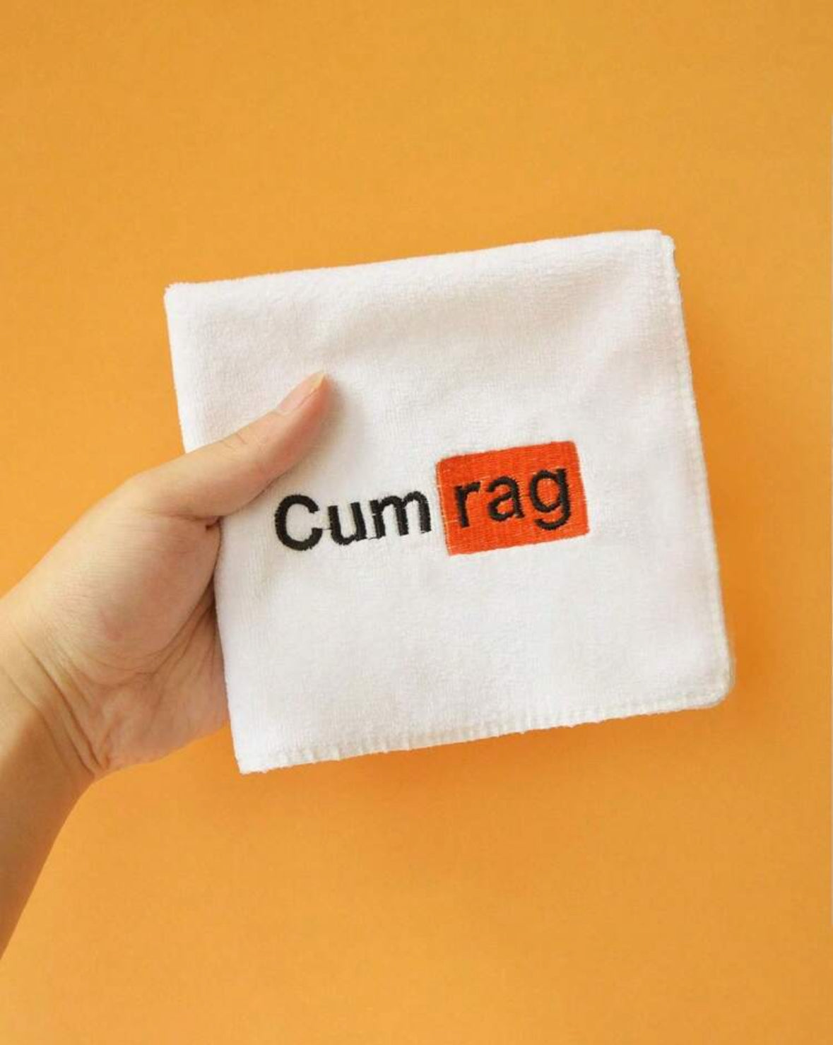 Soft Microfiber Orange-White Embroidered Funny Creative Hand Towel, Humorous Adult Gift For Girlfriend/Wife